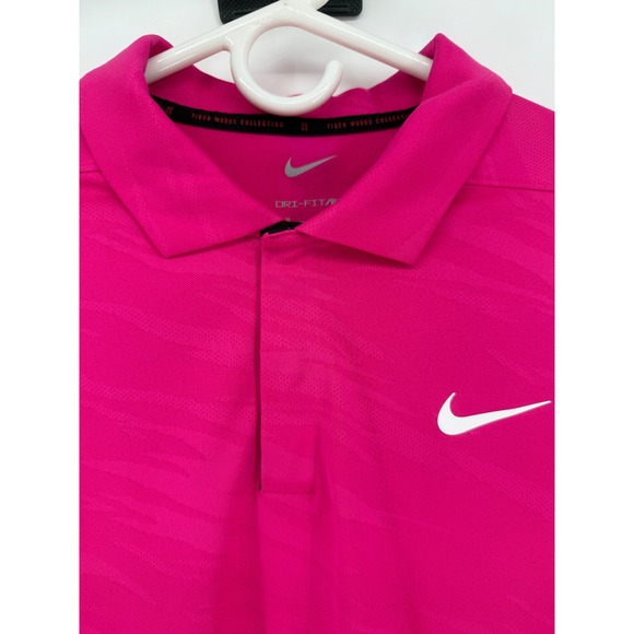 Nike Tiger Woods Collection Dri Fit ADV Pink Golf Polo Shirt Mens Medium - Picture 1 of 4